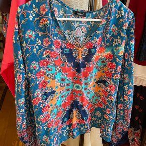 Tolani Short Sleeve Printed Blouse